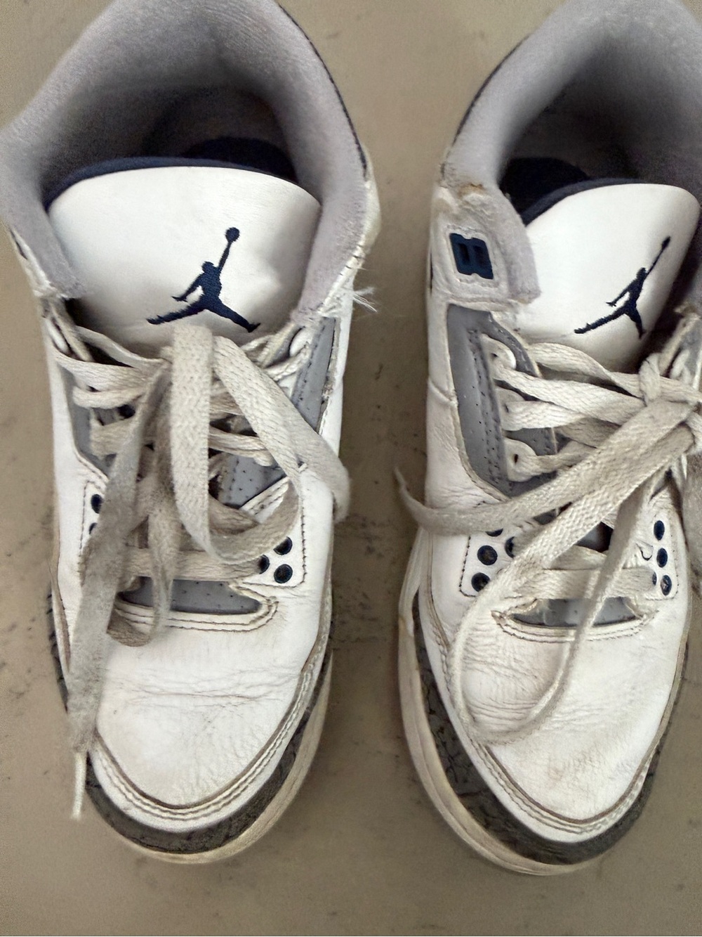 Boys Nike White and Gray Air Jordan Low Top Sneakers